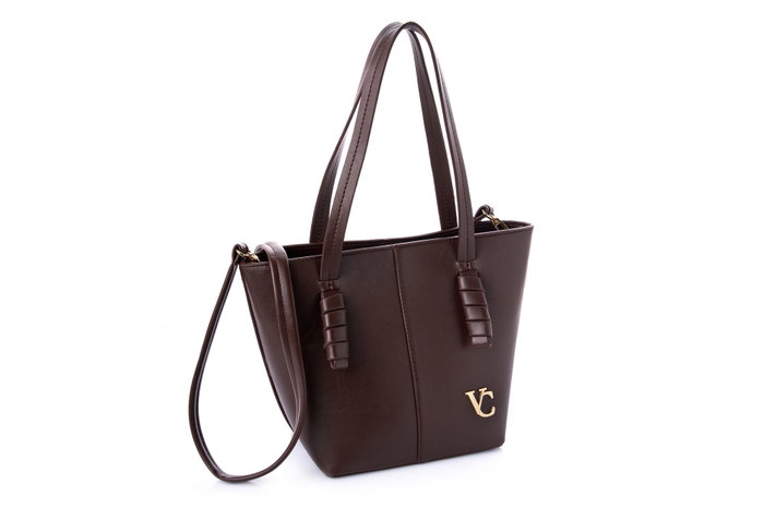 Vince Camuto Piedmont - Bolso de Hombro Marrón de Cuero de Polivinilo para Mujer, Elegante y Duradero, 30x14x23 cm